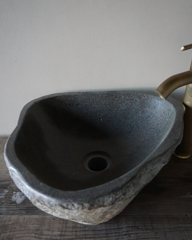 Rene Houtman Medium stenen waskom + spoelgat B38 x D35 x H15