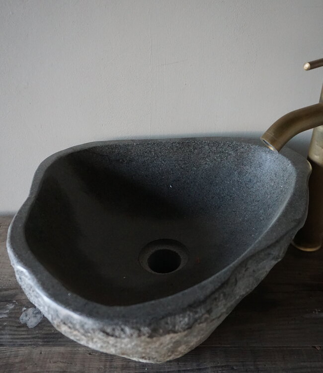Rene Houtman Medium stenen waskom + spoelgat B38 x D35 x H15