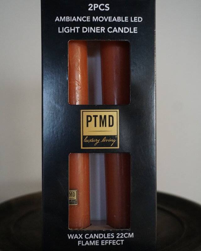PTMD LED Diner Kaars | Rust Orange | 2 Stuks | Beweegbare Vlam