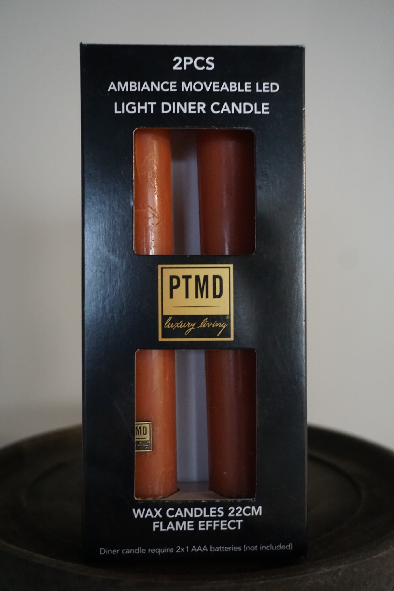 PTMD LED Diner Kaars | Rust Orange | 2 Stuks | Beweegbare Vlam