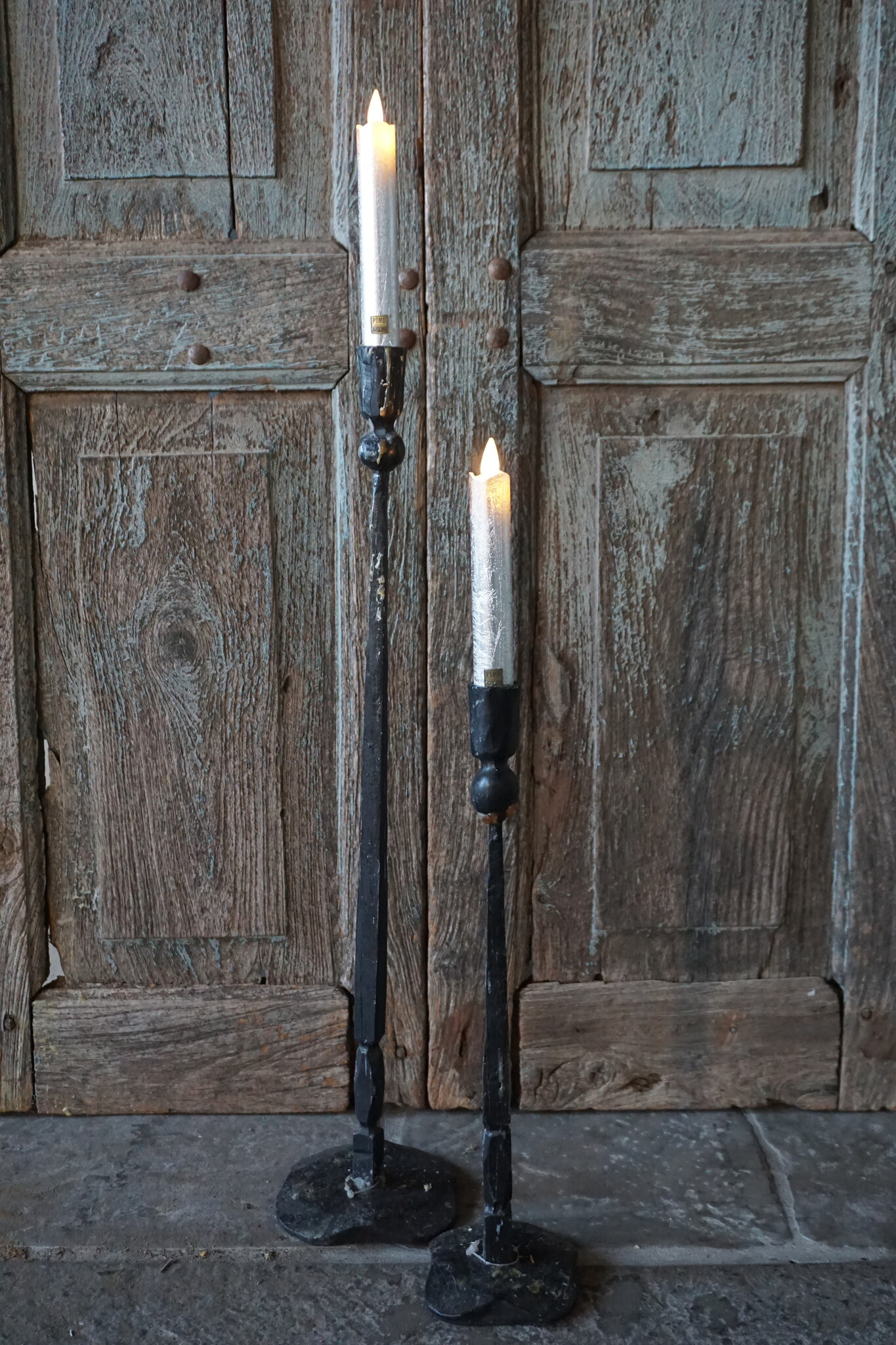 PTMD LED Diner Kaars | Rustic Silver | 2 Stuks | Beweegbare Vlam