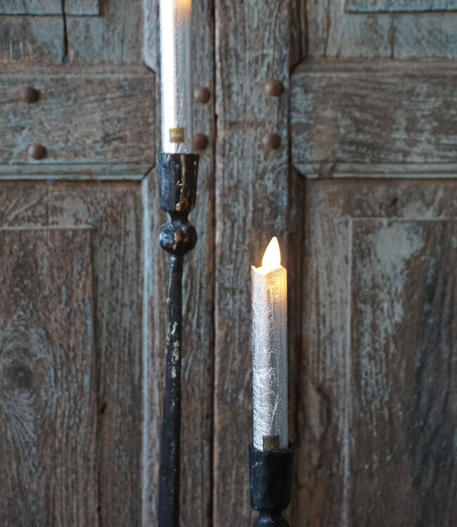 PTMD LED Diner Kaars | Rustic Silver | 2 Stuks | Beweegbare Vlam