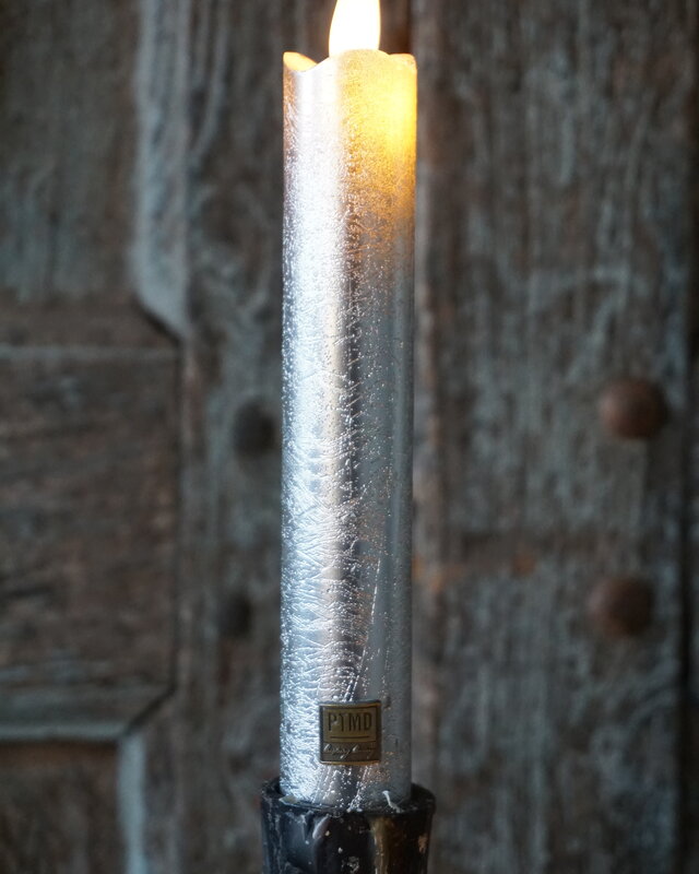 PTMD LED Diner Kaars | Rustic Silver | 2 Stuks | Beweegbare Vlam