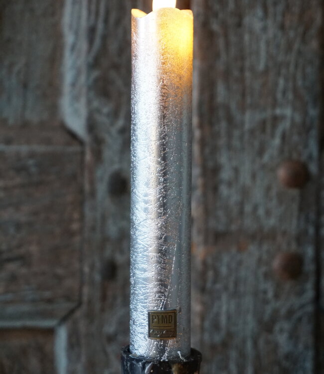 PTMD LED Diner Kaars | Rustic Silver | 2 Stuks | Beweegbare Vlam