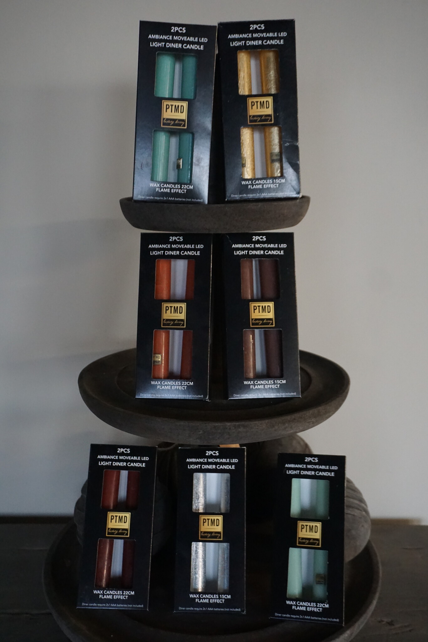 PTMD LED Diner Kaars | Rustic Gold | 2 Stuks | Beweegbare Vlam