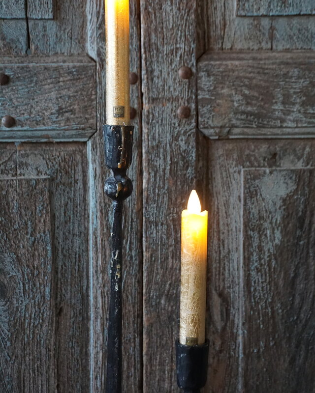 PTMD LED Diner Kaars | Rustic Gold | 2 Stuks | Beweegbare Vlam