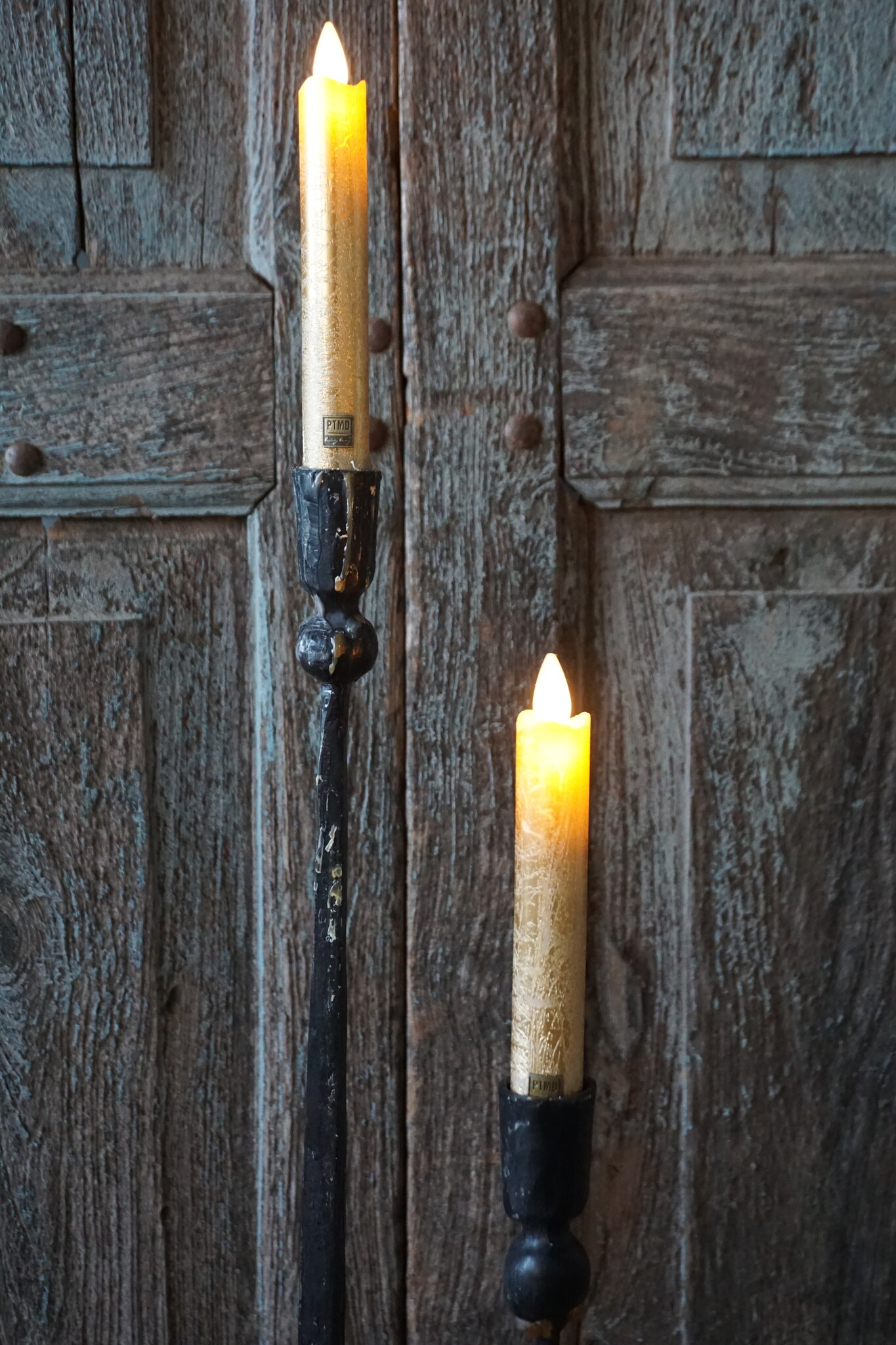 PTMD LED Diner Kaars | Rustic Gold | 2 Stuks | Beweegbare Vlam