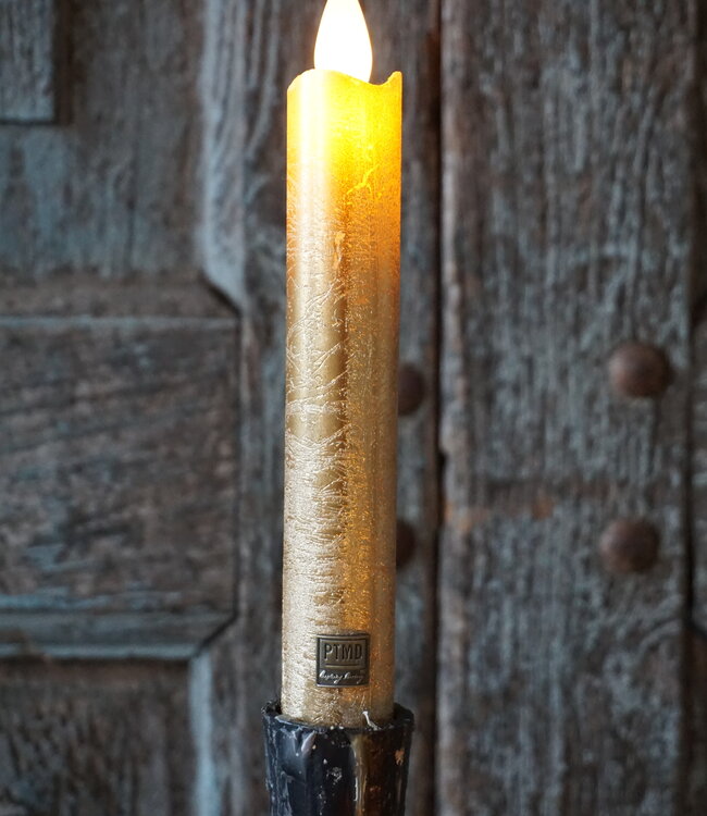 PTMD LED Diner Kaars | Rustic Gold | 2 Stuks | Beweegbare Vlam