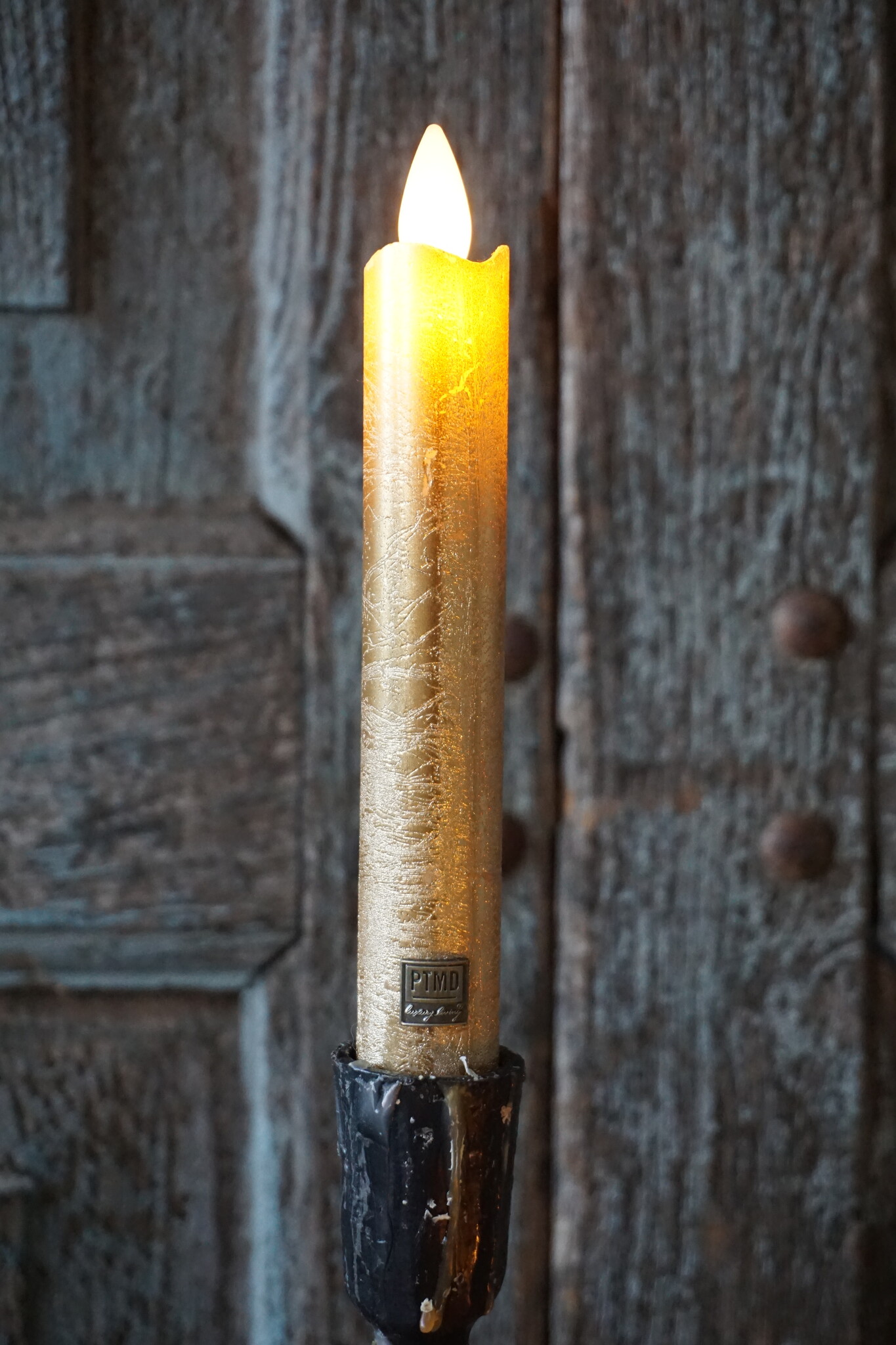 PTMD LED Diner Kaars | Rustic Gold | 2 Stuks | Beweegbare Vlam