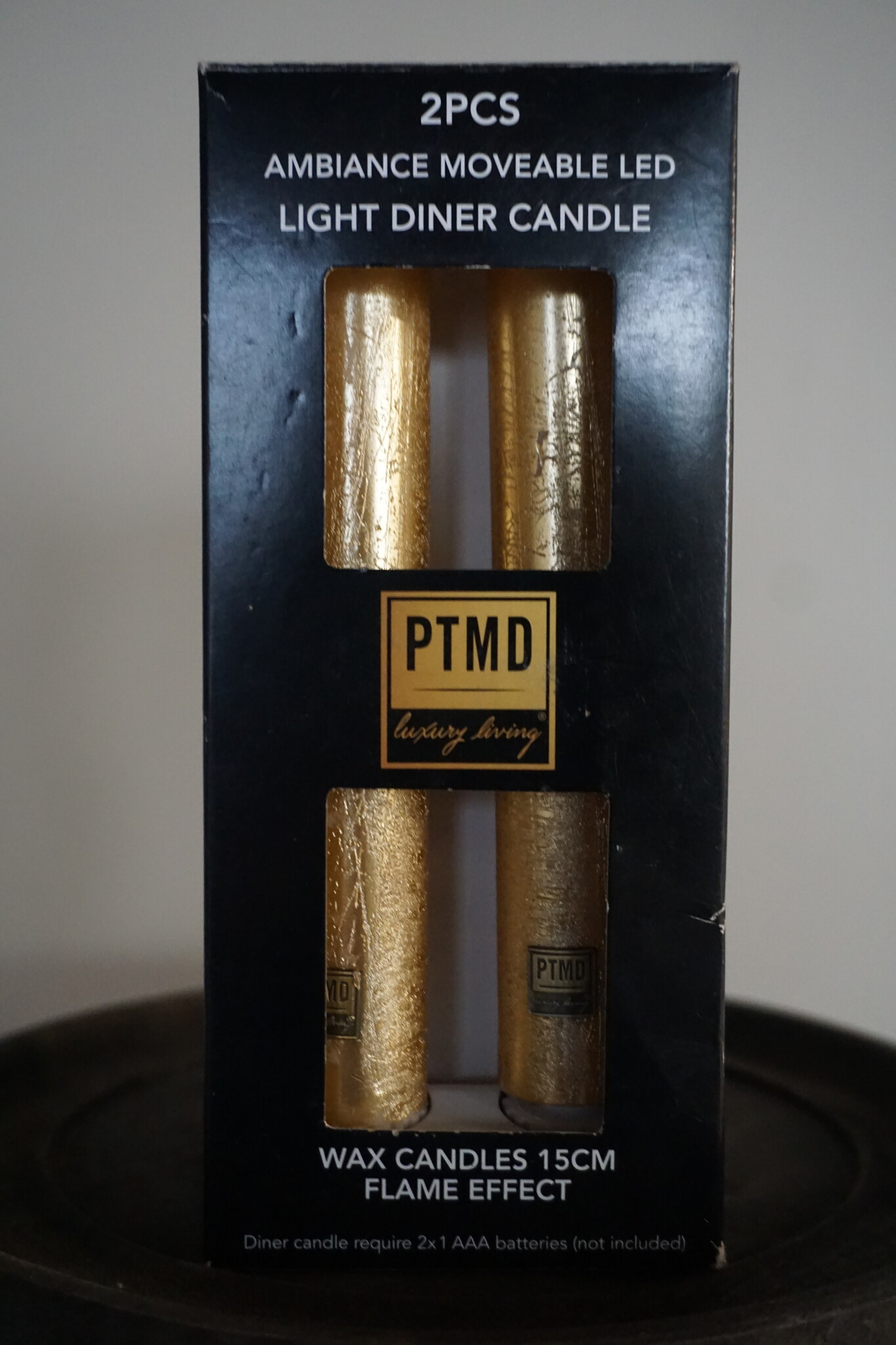 PTMD LED Diner Kaars | Rustic Gold | 2 Stuks | Beweegbare Vlam