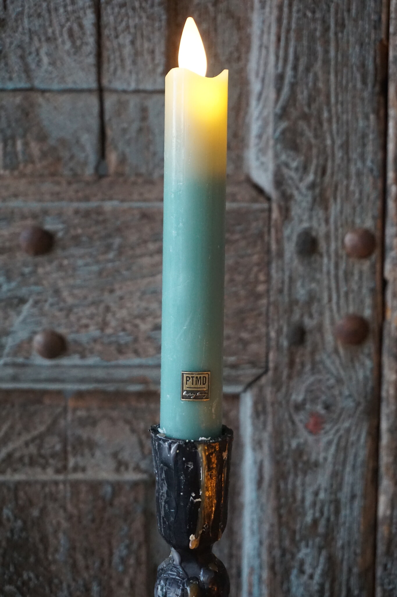 PTMD LED Diner Kaars | Teal | 2 Stuks | Beweegbare Vlam