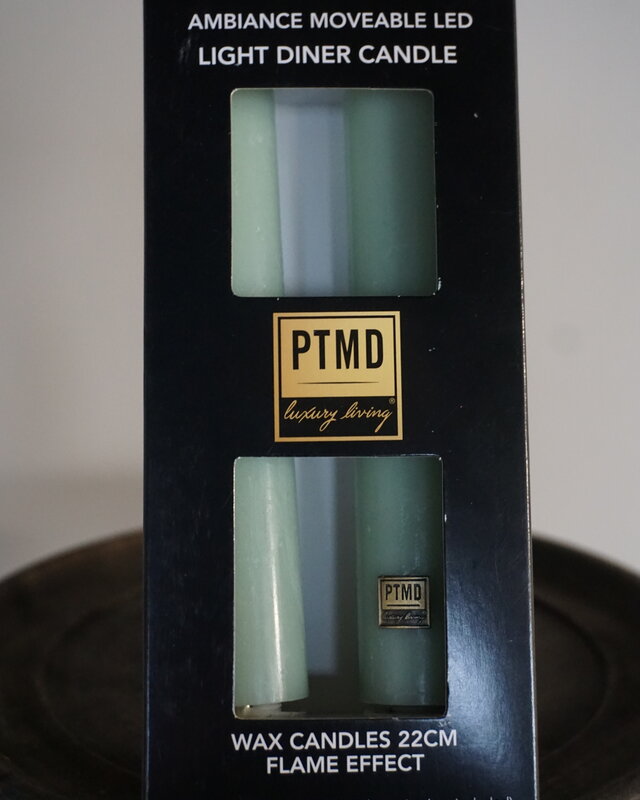 PTMD LED Diner Kaars | Teal | 2 Stuks | Beweegbare Vlam