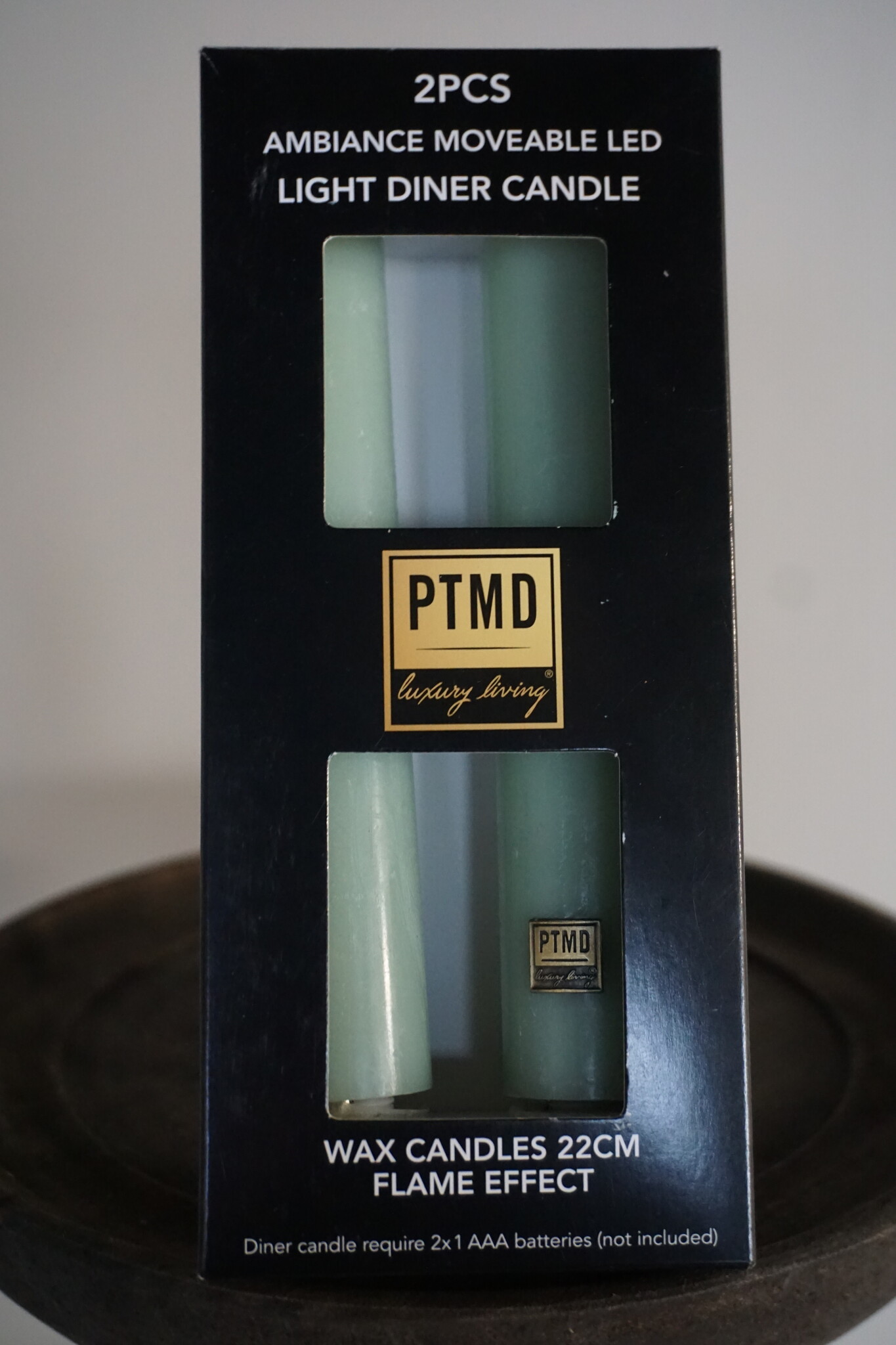 PTMD LED Diner Kaars | Teal | 2 Stuks | Beweegbare Vlam