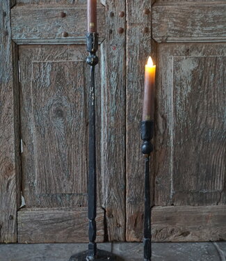 PTMD LED Diner Kaars | Rustic Brown | 2 Stuks | Beweegbare Vlam