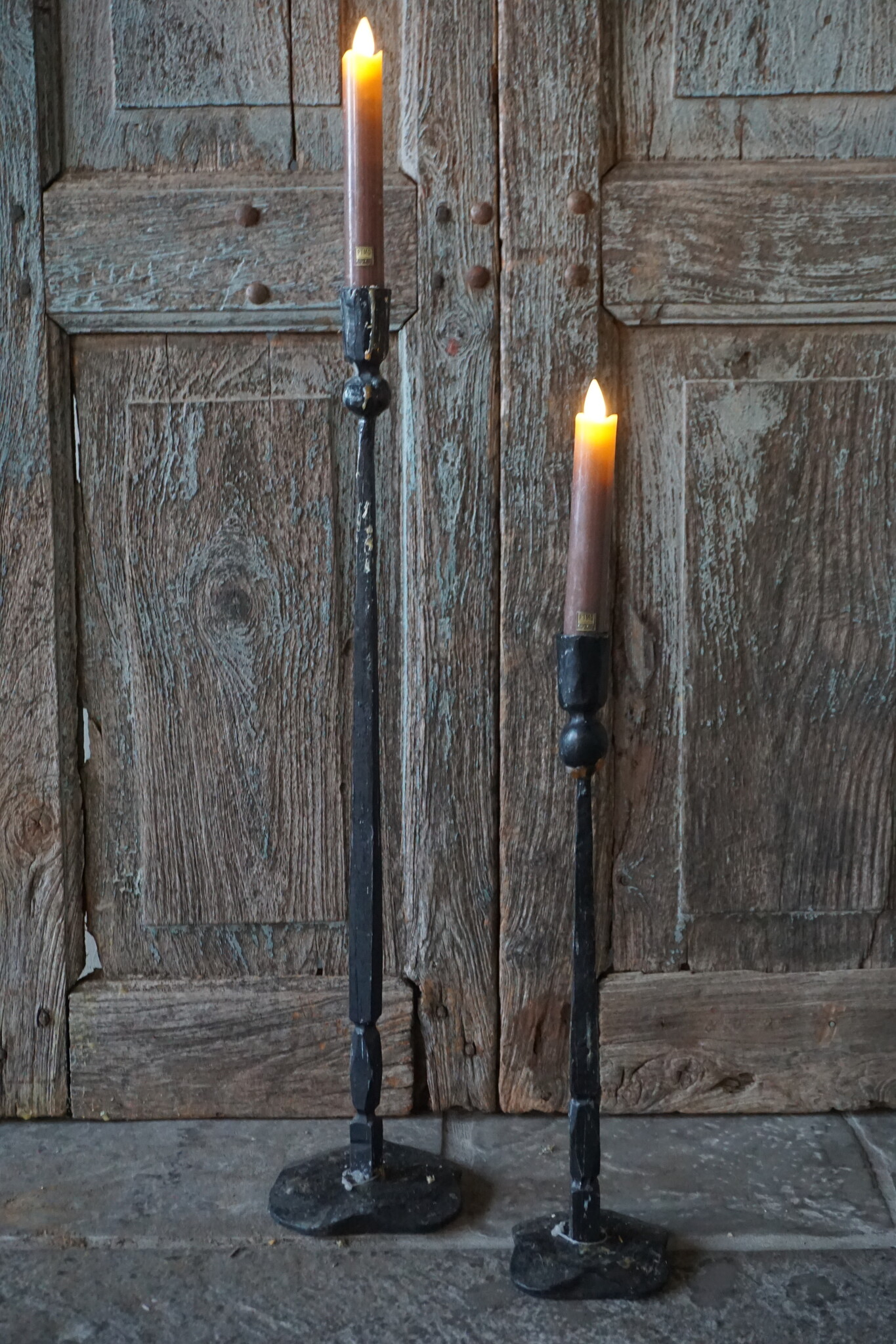 PTMD LED Diner Kaars | Rustic Brown | 2 Stuks | Beweegbare Vlam