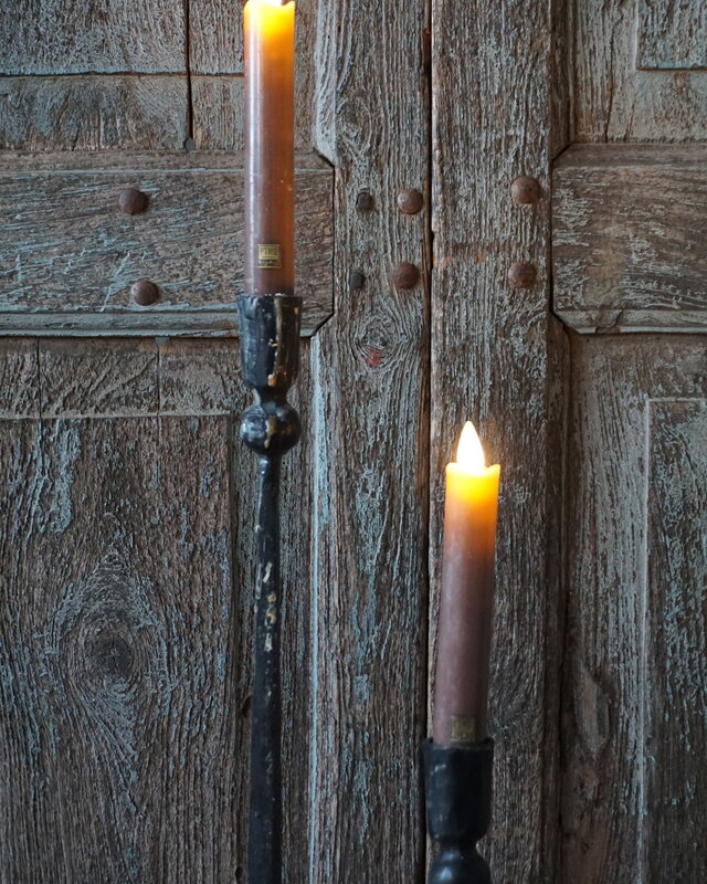 PTMD LED Diner Kaars | Rustic Brown | 2 Stuks | Beweegbare Vlam