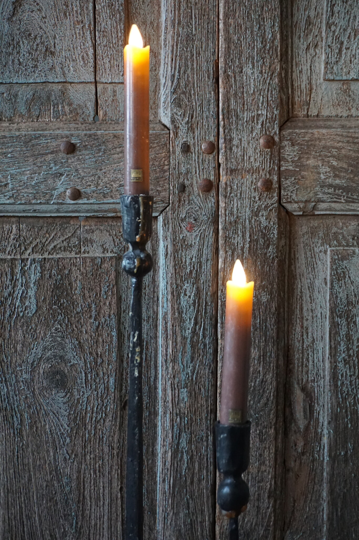 PTMD LED Diner Kaars | Rustic Brown | 2 Stuks | Beweegbare Vlam