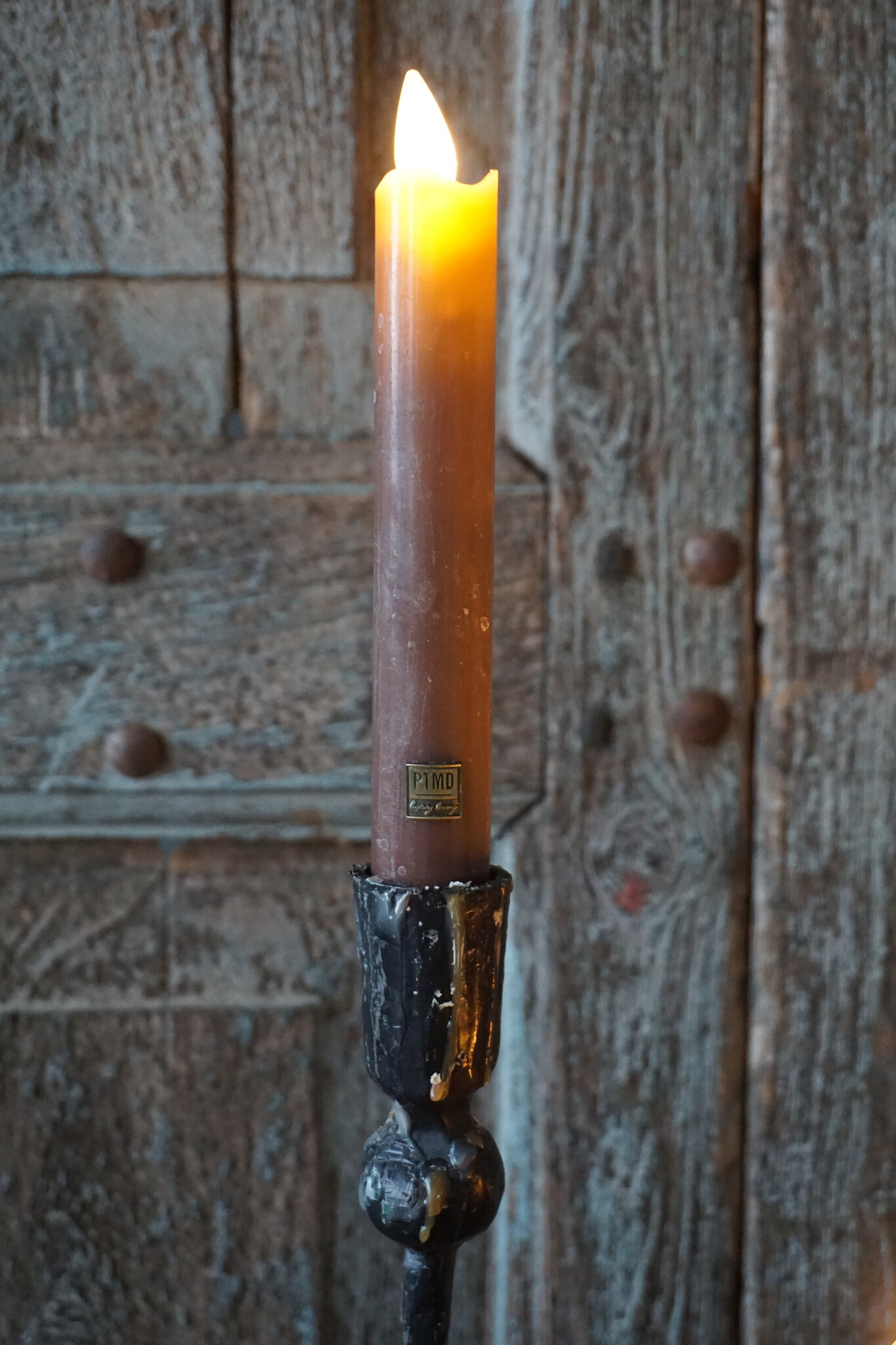 PTMD LED Diner Kaars | Rustic Brown | 2 Stuks | Beweegbare Vlam