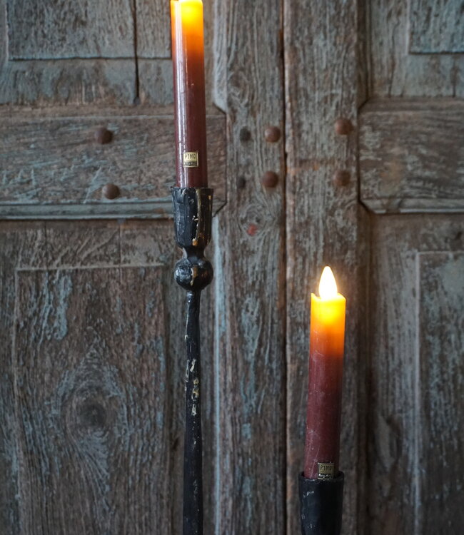 PTMD LED Diner Kaars | Stone Brown | 2 Stuks | Beweegbare Vlam