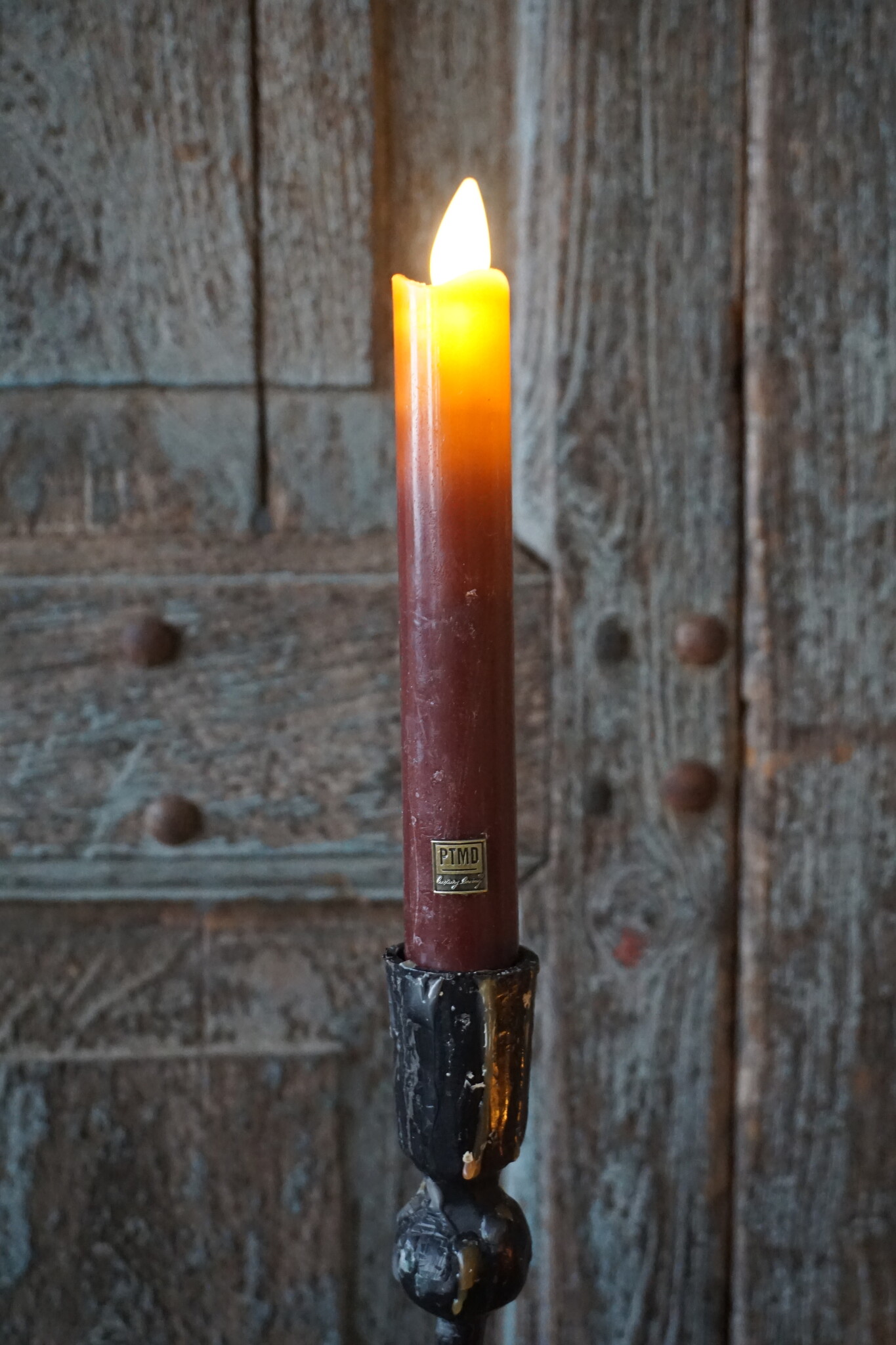 PTMD LED Diner Kaars | Stone Brown | 2 Stuks | Beweegbare Vlam