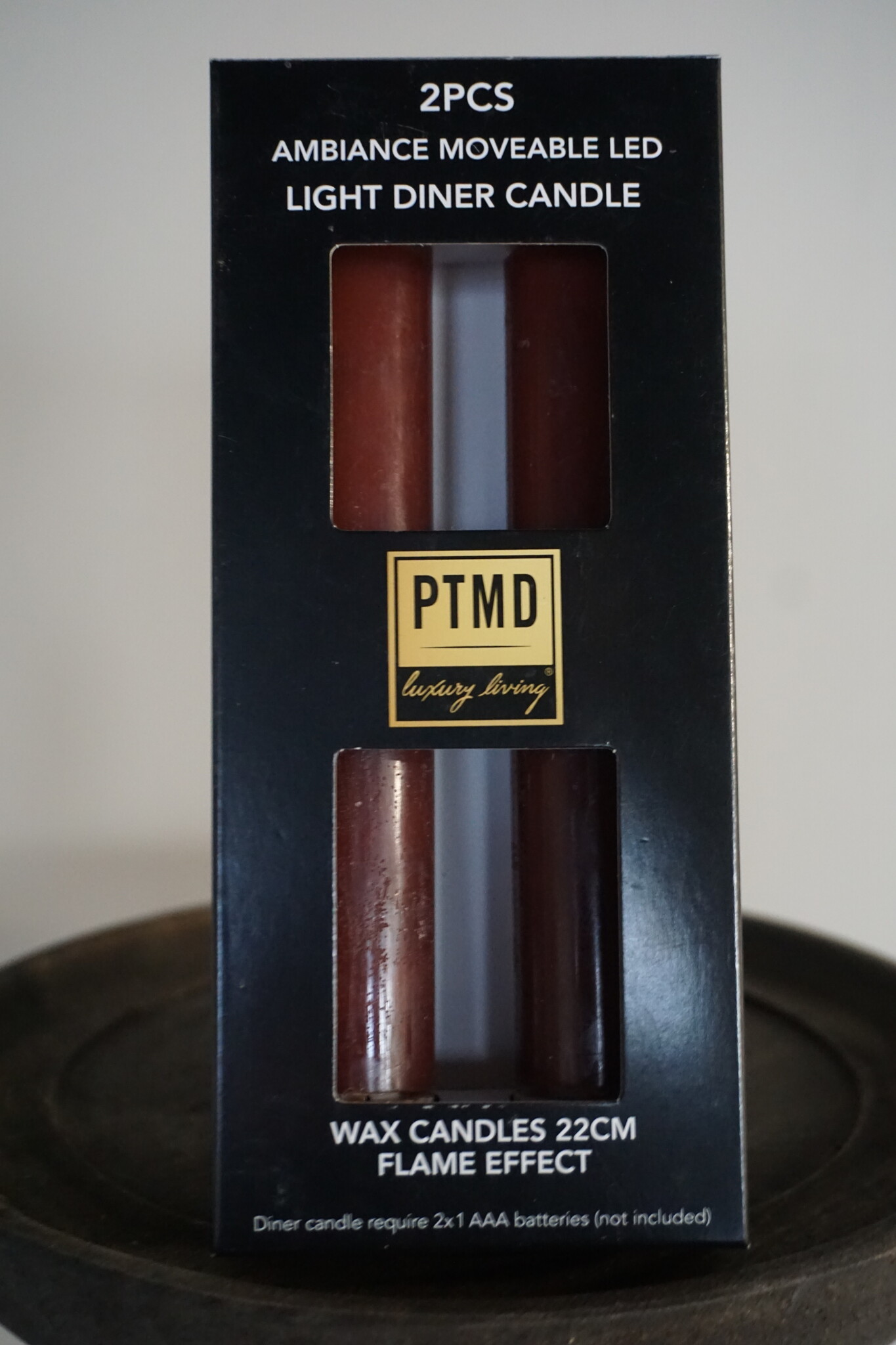 PTMD LED Diner Kaars | Stone Brown | 2 Stuks | Beweegbare Vlam