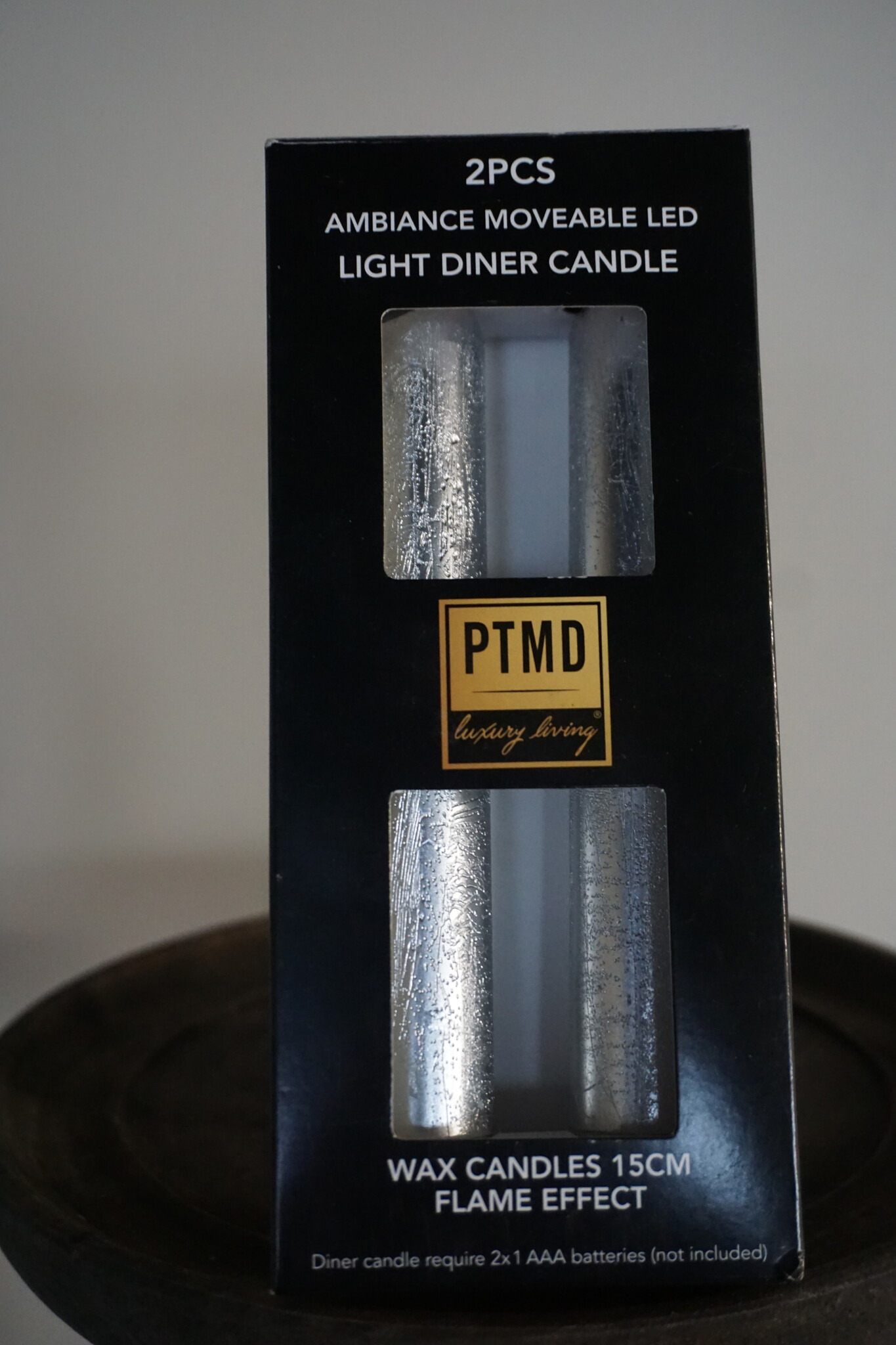 PTMD LED Diner Kaars | Rustic Silver | 2 Stuks | Beweegbare Vlam