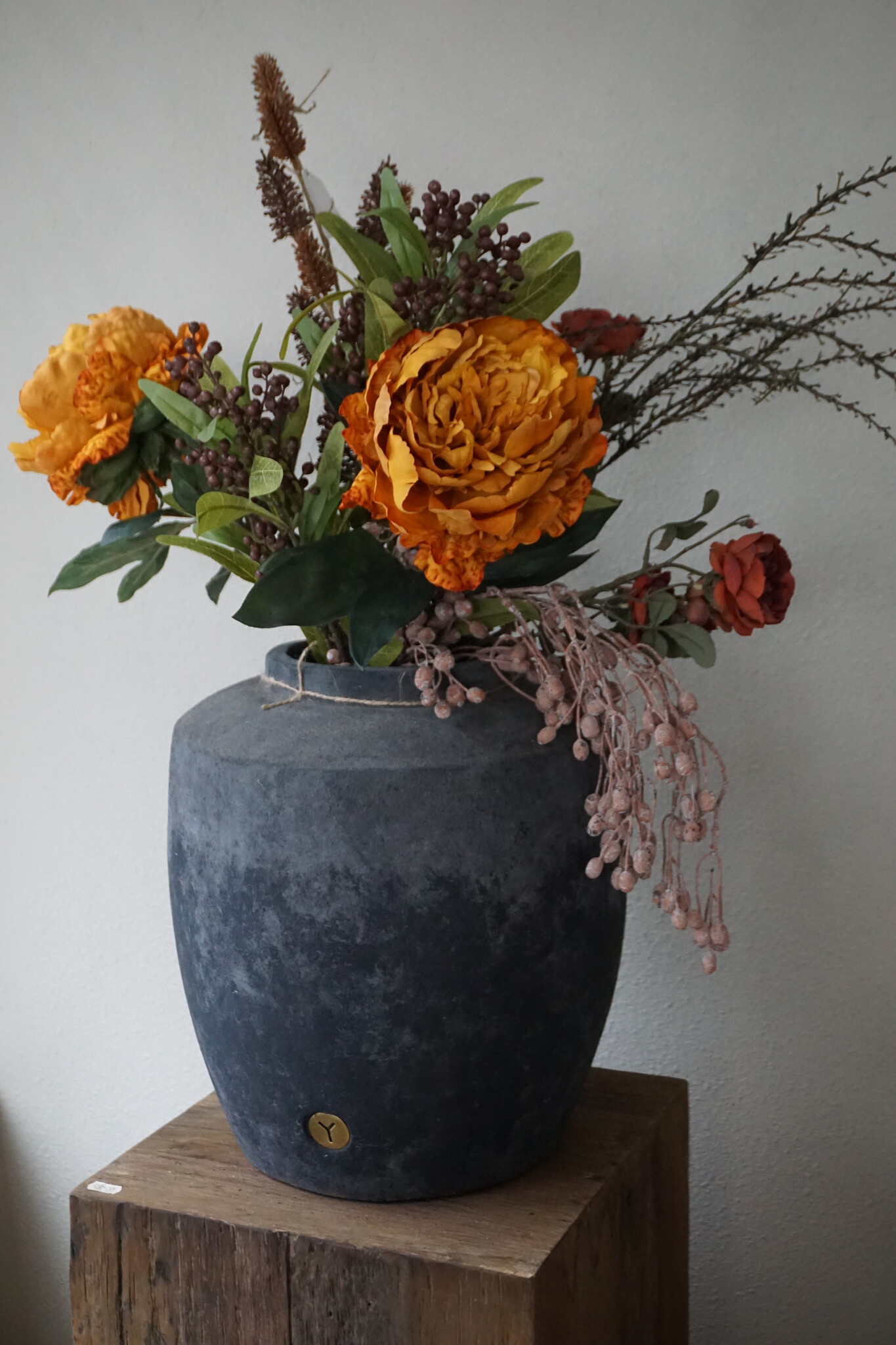 Rene Houtman Kunstbloemen Boeket Bruin Najaar | Zijden | 80 cm