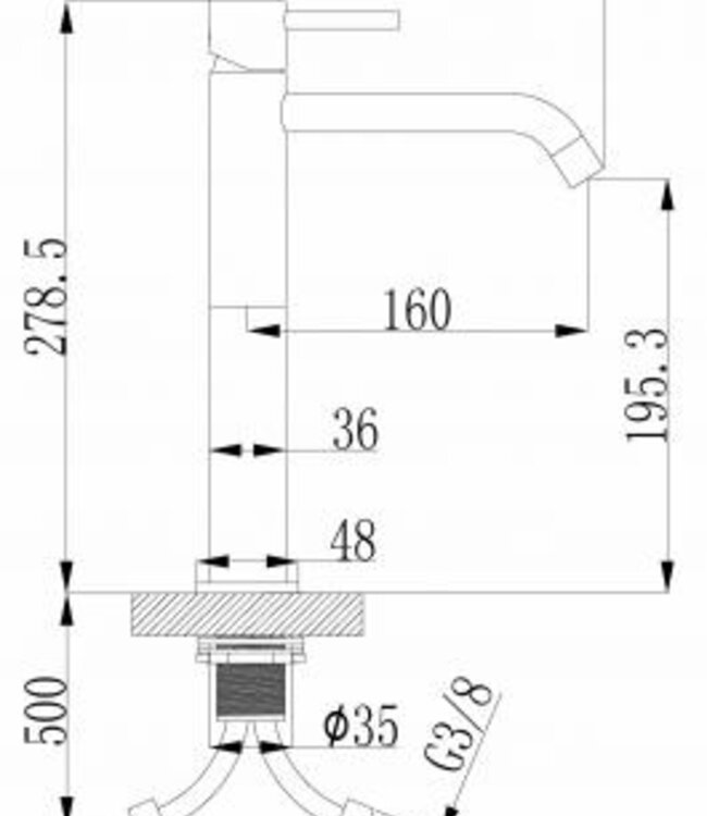 Wiesbaden Hoge Wastafelkraan | Geborsteld Brons Koper