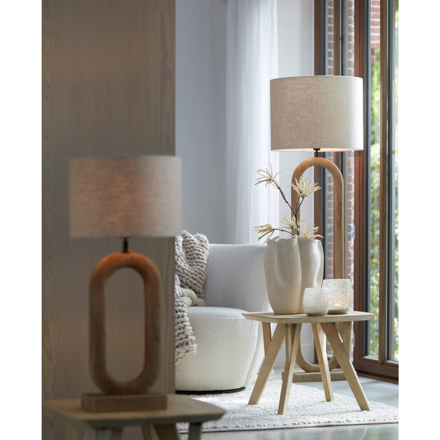 Light&Living Vloerlamp Paceco | Hout | Mat Naturel | H119xB20xL35 cm