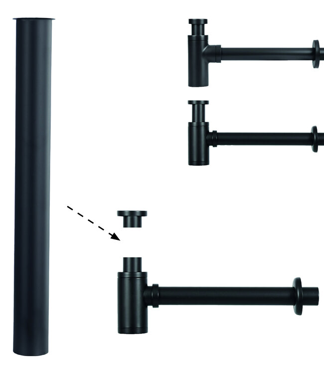 Differnz Sifon Buis | Zwart | L29,5 cm