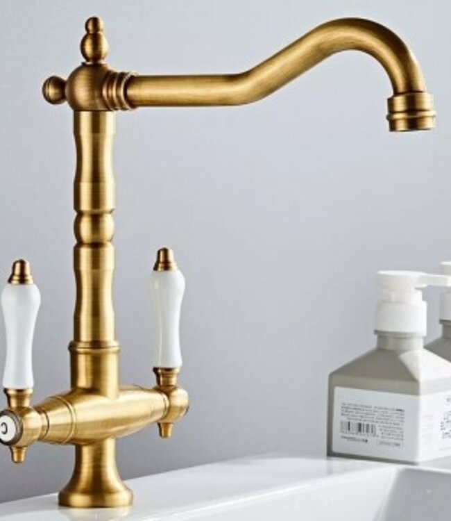 Rene Houtman Landelijke Nostalgische Keukenkraan | Brons | H27,5 cm