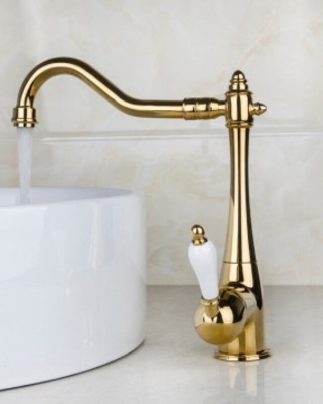 Rene Houtman Nostalgische Wastafelkraan | Antiek Goud | H27,5 cm