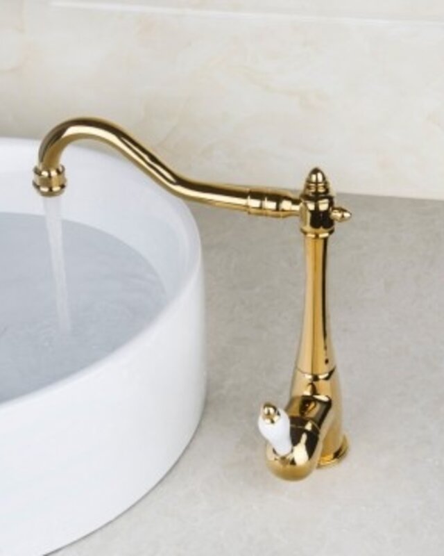Rene Houtman Nostalgische Wastafelkraan | Antiek Goud | H27,5 cm