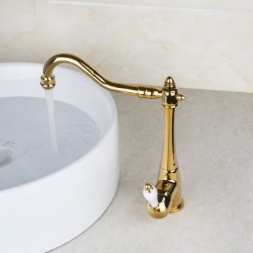 Rene Houtman Nostalgische Wastafelkraan | Antiek Goud | H27,5 cm