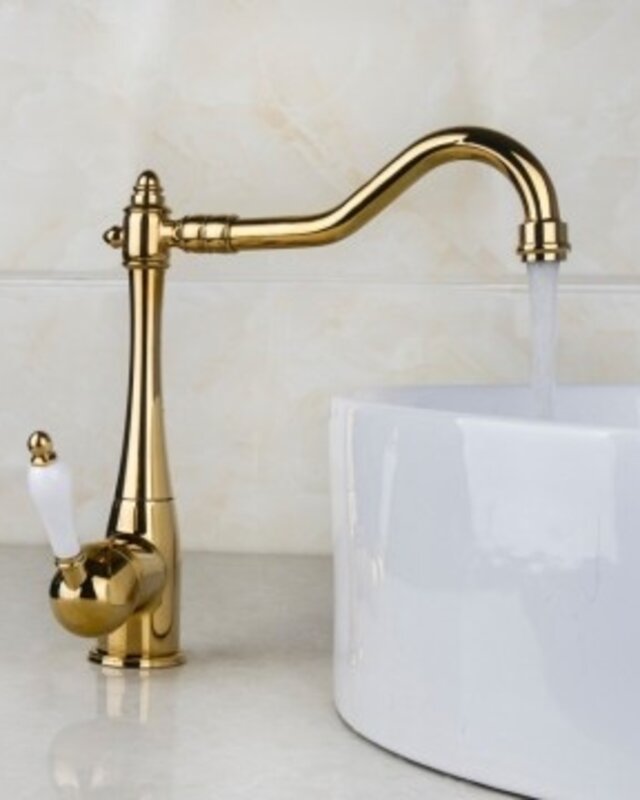 Rene Houtman Nostalgische Wastafelkraan | Antiek Goud | H27,5 cm