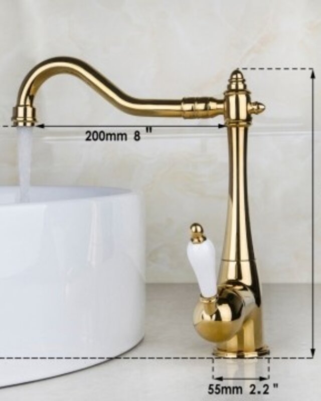 Rene Houtman Nostalgische Wastafelkraan | Antiek Goud | H27,5 cm