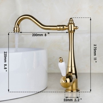 Rene Houtman Nostalgische Wastafelkraan | Antiek Goud | H27,5 cm