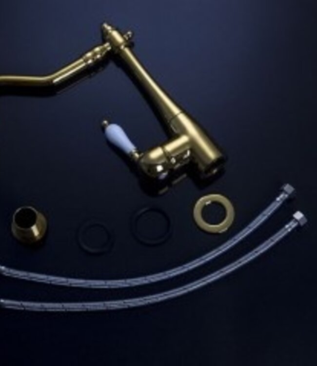 Rene Houtman Nostalgische Wastafelkraan | Antiek Goud | H27,5 cm