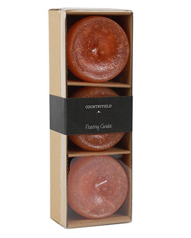 Countryfield Drijfkaars Bollie | Oranje | H5,5 x Ø8 cm | 3 Stuks
