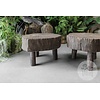 Bijzettafel Oude Schijf Hout | Gerookt | H42 x B55 x D58 cm