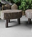 Be-Uniq Bijzettafel Oude Schijf Hout | Gerookt | H42 x B55 x D58 cm