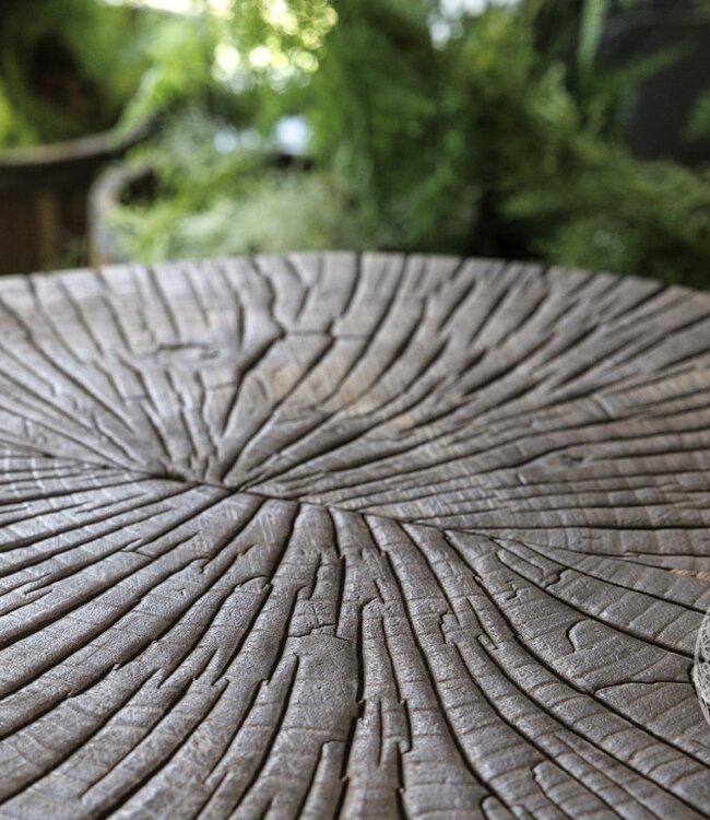 Be-Uniq Bijzettafel Oude Schijf Hout | Gerookt | H42 x B55 x D58 cm