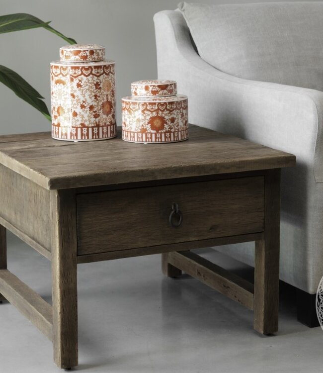 Be-Uniq Bijzettafel Met Lade | Rustic Collection | H50 x B70 x D70 cm