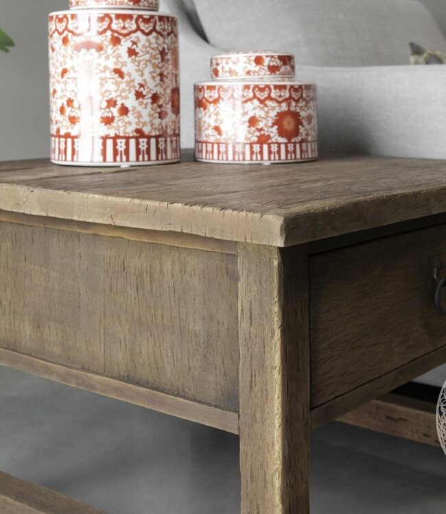 Be-Uniq Bijzettafel Met Lade | Rustic Collection | H50 x B70 x D70 cm