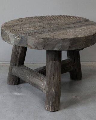 Be-Uniq Houten Salontafel | Oud Wiel | H46 x D36 cm