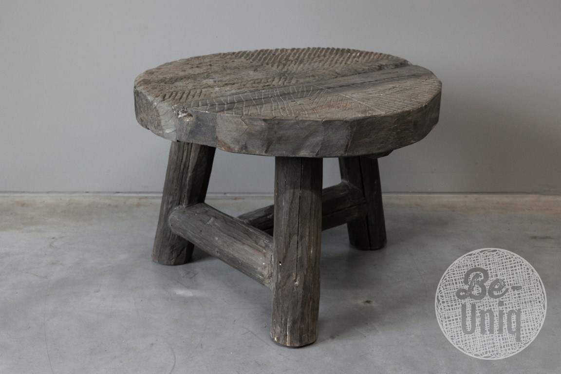 Be-Uniq Houten Salontafel | Oud Wiel | H46 x D36 cm
