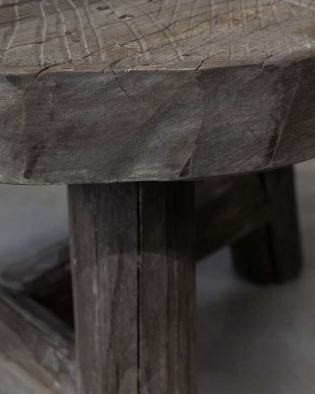Be-Uniq Houten Salontafel | Oud Wiel | H46 x D36 cm