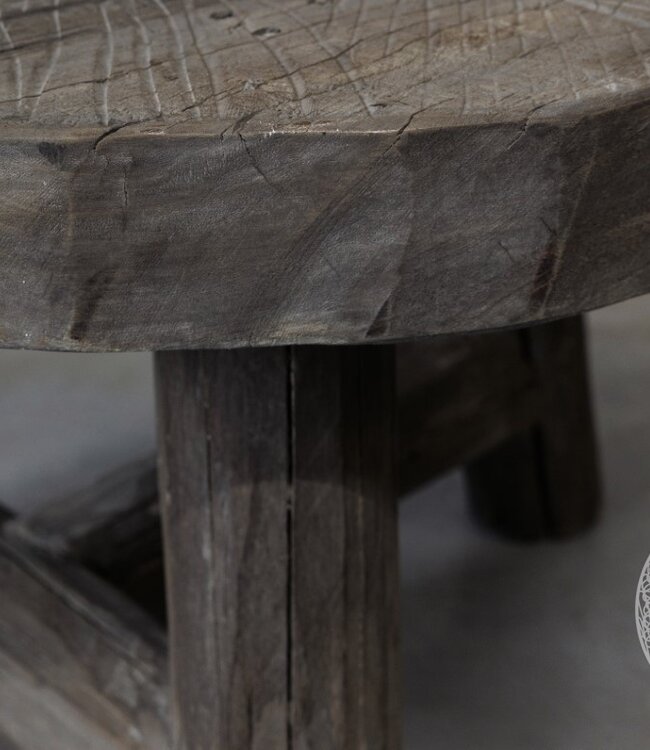 Be-Uniq Houten Salontafel | Oud Wiel | H46 x D36 cm