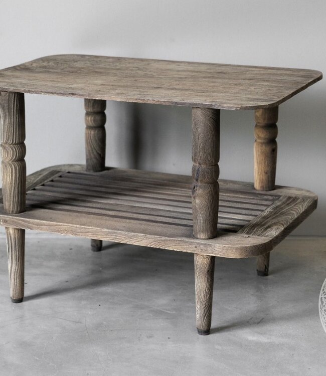Be-Uniq Oude Bijzettafel | Rustiek Verweerd | H43 x B61 x D42 cm