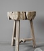 Be-Uniq Originele Bijzettafel | Oud Hakblok | H68 x B50 x D47 cm